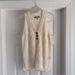 Marled Ivory Knit Sweater Vest